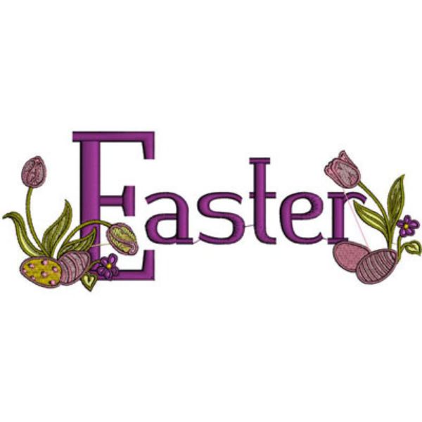 Stickdesign OSTERN MIT EIERN, Schriftzug "Easter" (Download)