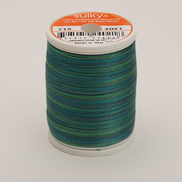SULKY COTTON 12, 270m/300yds King Spools -  Colour 4021 Truly Teal  multicolour