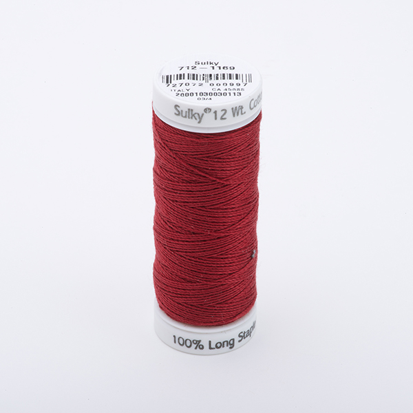 SULKY COTTON PETITES 12, 46m/50yds Snap Spools -  Colour 1169 Bayberry Red