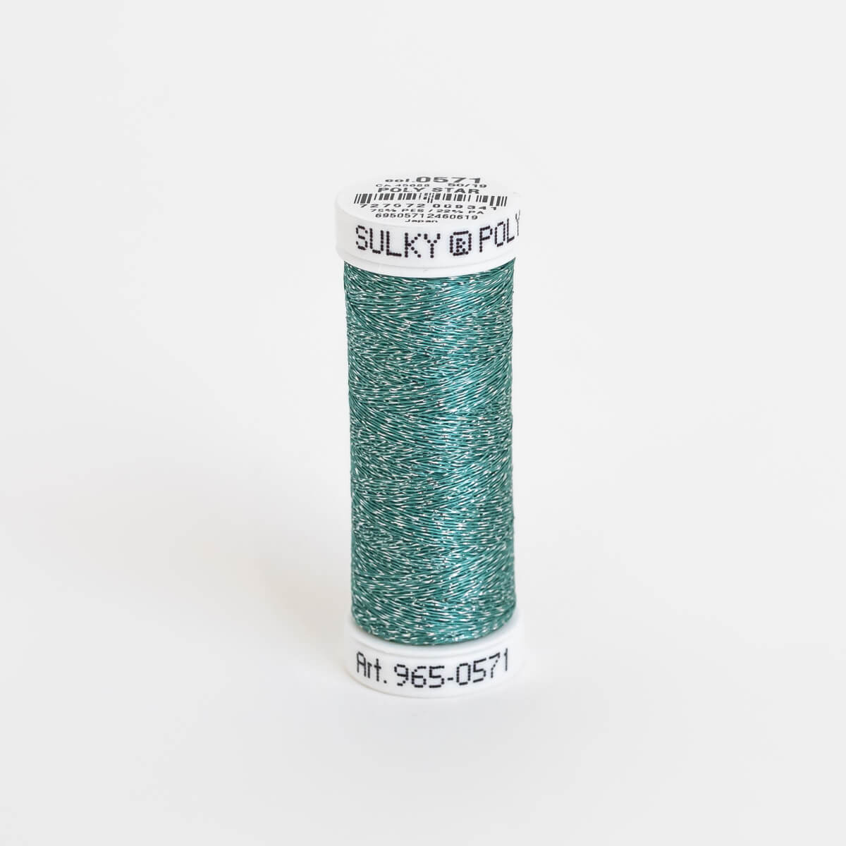 SULKY POLY SPARKLE (STAR) 30, 265m/290yds Snap Spools - Colour 0571 Light Teal with Silver Sparkle