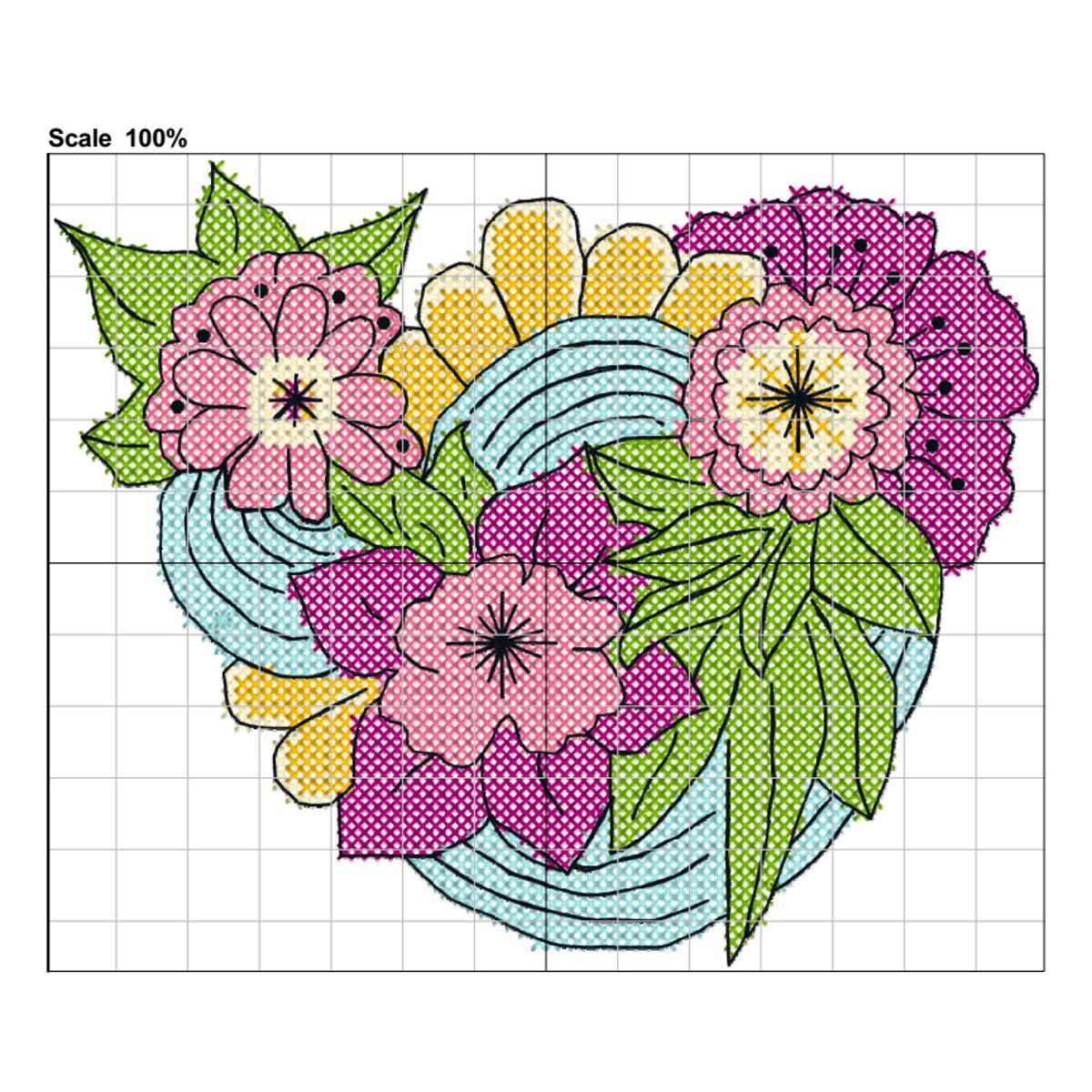 Stickdesign Floral Espadrilles Cross-Stitch (Download)