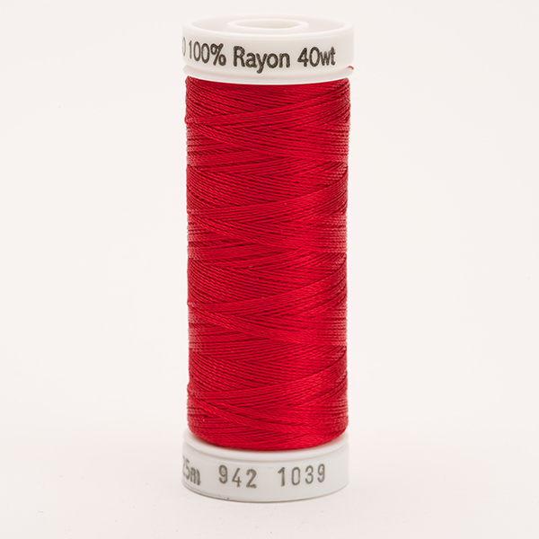 SULKY RAYON 40 coloured, 225m/250yds Snap Spools -  Colour 1039 True Red