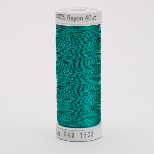 SULKY RAYON 40 coloured, 225m/250yds Snap Spools -  Colour 1503 Green Peacock