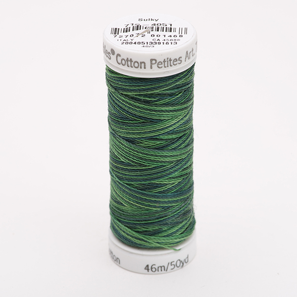SULKY COTTON PETITES 12, 46m Snap Spulen -  Farbe 4051 Forever Green  multicolour