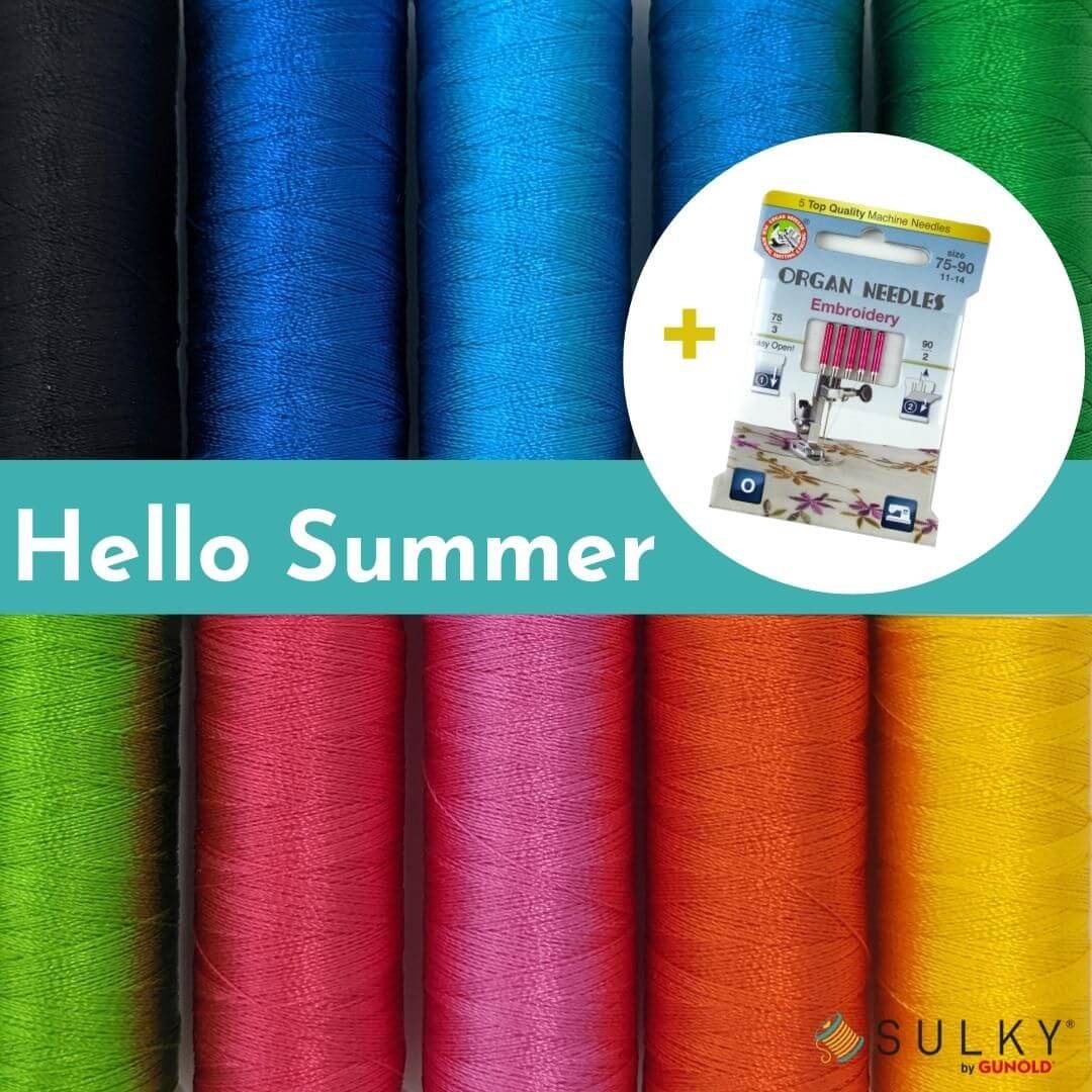 SULKY RAYON Set Hello Summer (10x Snap
Spulen RAYON, 1x Eco Pack Nadeln)