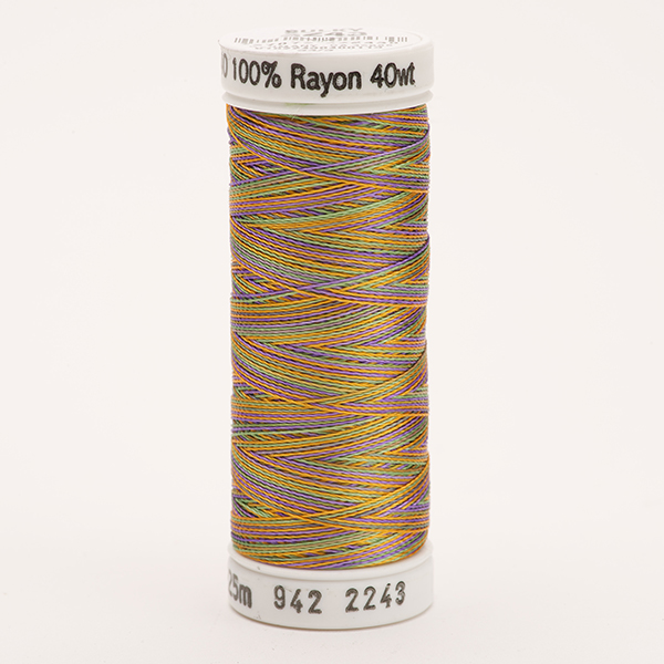 SULKY RAYON 40 ombre/multicolor, 225m/250yds Snap Spools -  Colour 2243 Med. Green/Purple/Gold