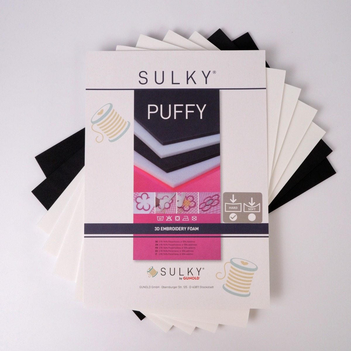 SULKY PUFFY hard Sortiment, 4 x weiß, 2 x
schwarz
