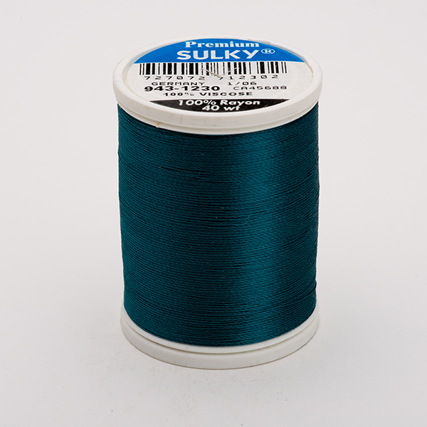 SULKY RAYON 40 coloured, 780m/850yds King Spools -  Colour 1230 Dk. Teal