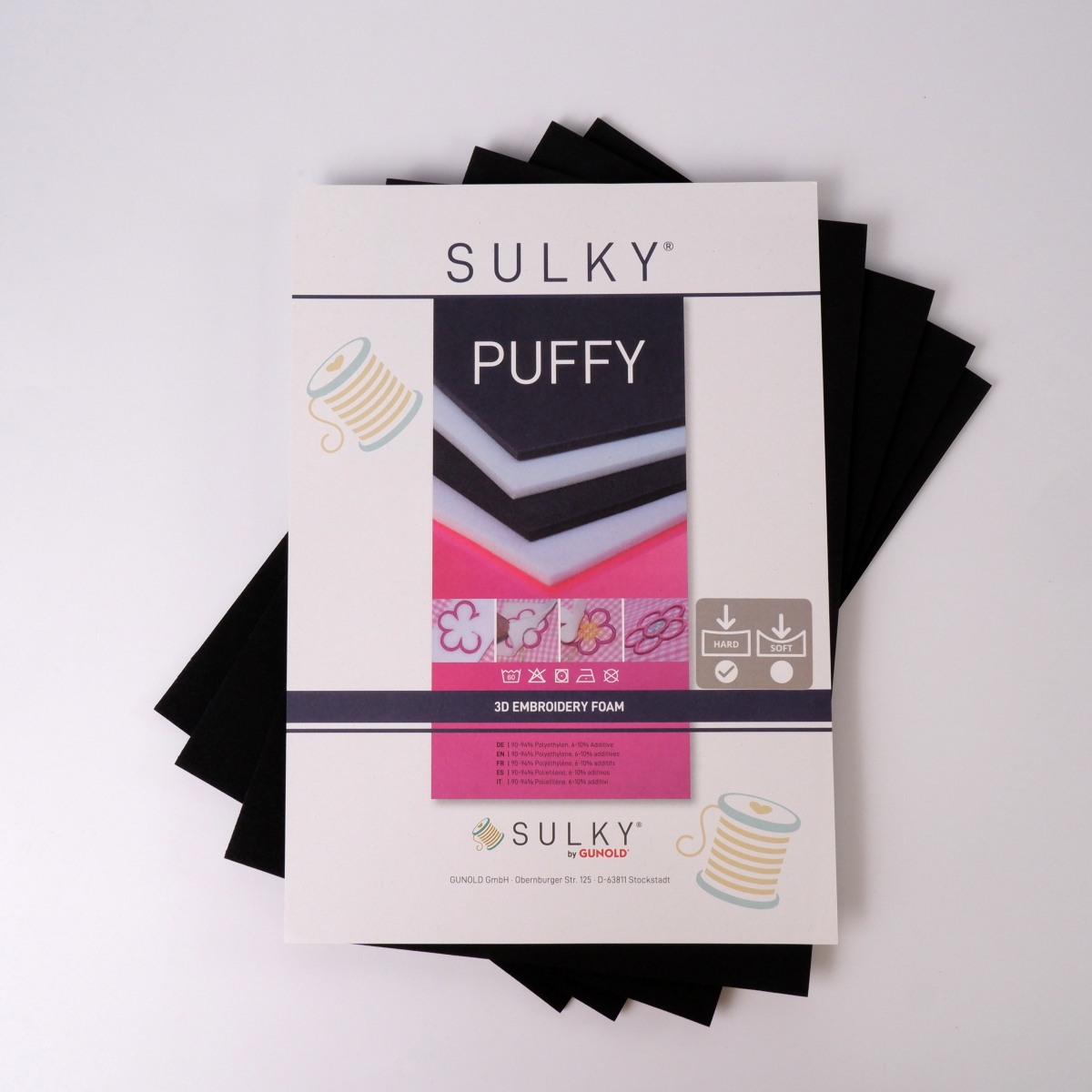 SULKY PUFFY hard 3mm black, 4 sheets of
foam 20cm x 30cm