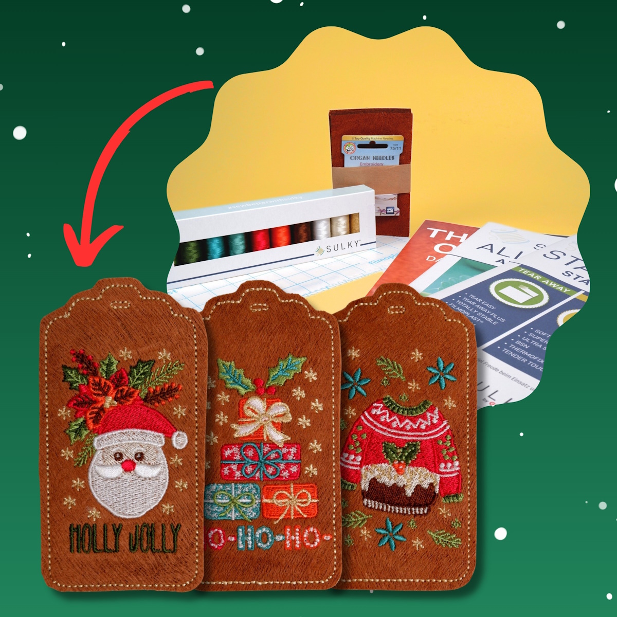 SULKY CHRISTMAS GIFT TAGS MATERIAL SET