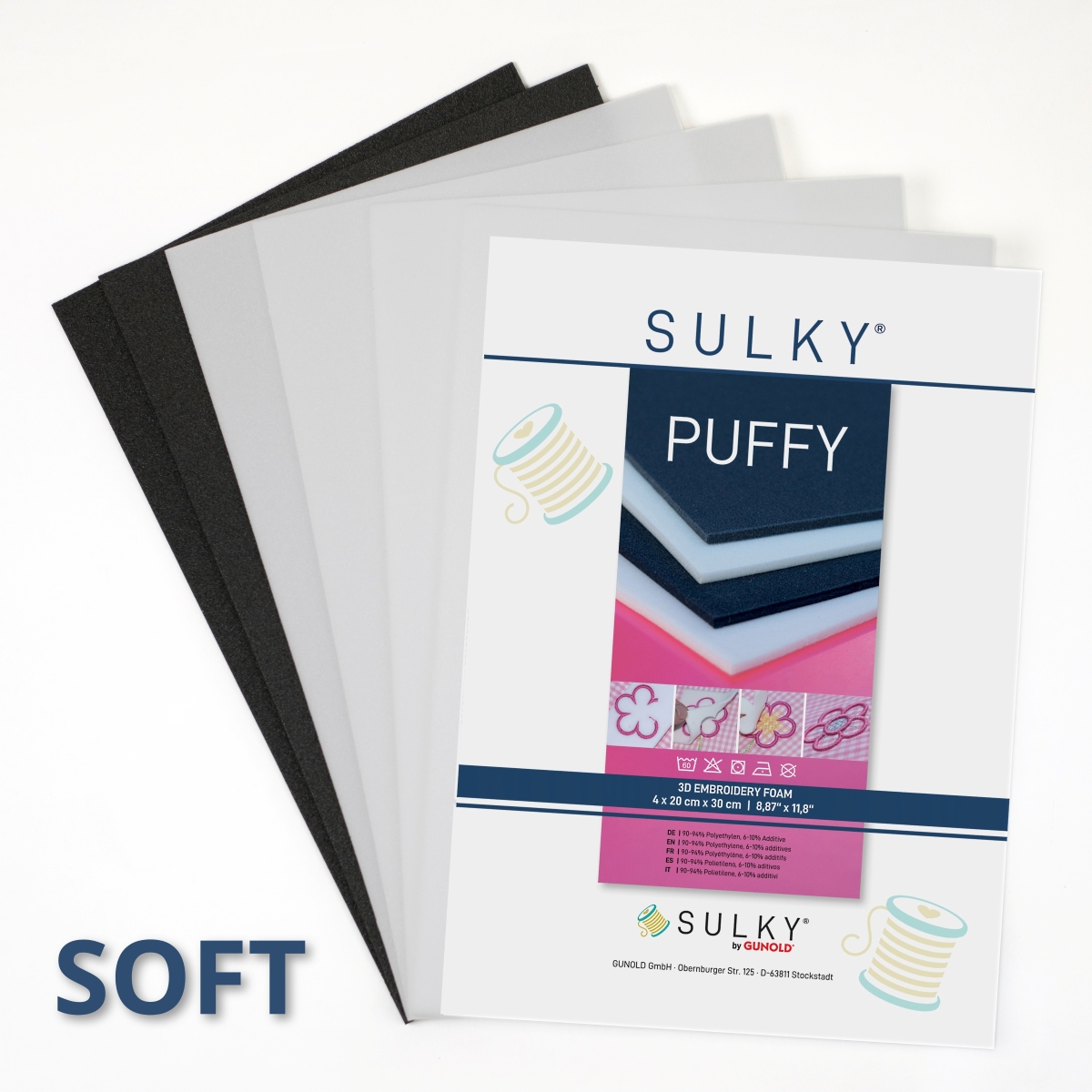 SULKY PUFFY soft Sortimente, à 6 Bögen 20 x
30 cm
