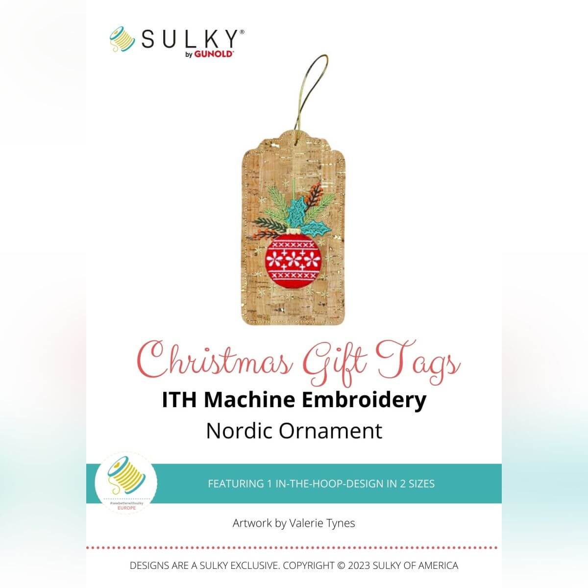 Stickdesign Christmas Gift Tags: Nordic Ornament (Download) 