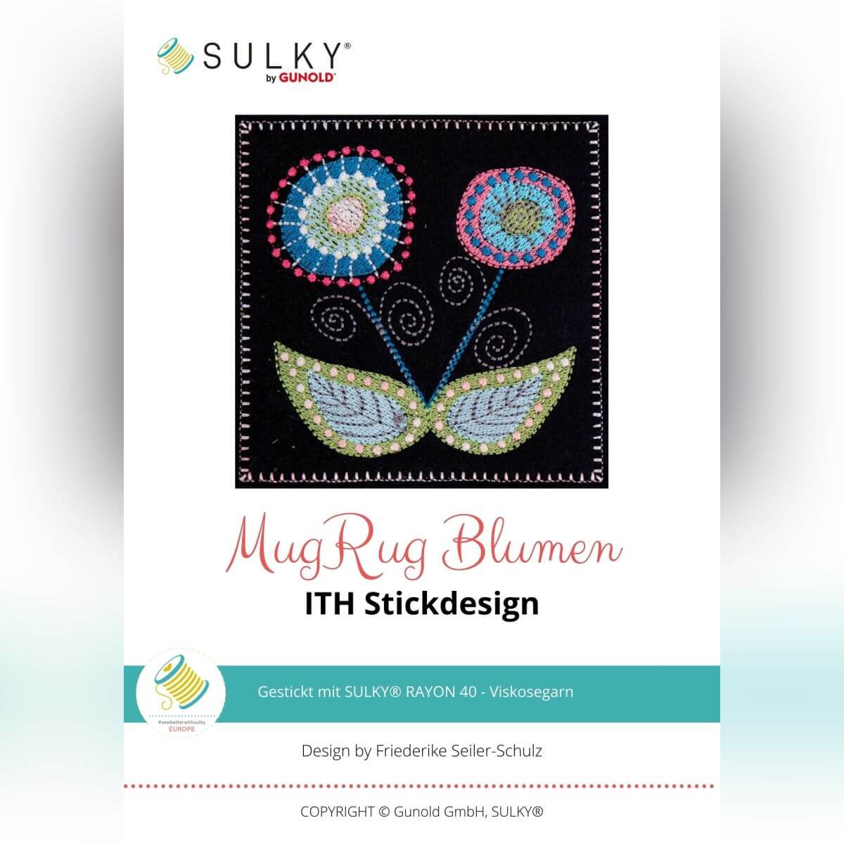 Stickdesign MugRug Blumen ITH (Download)