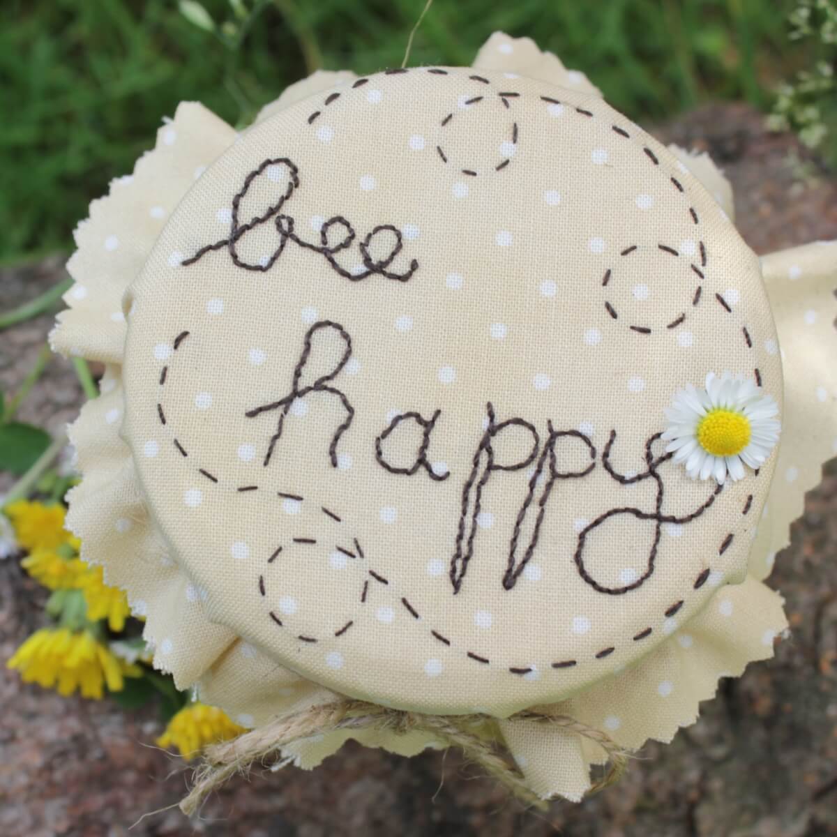 Deckchen für Honigglas "bee-happy"