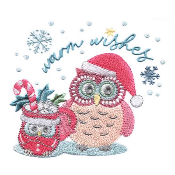 Stickdesign Owl Be Home for Christmas - Warm Wishes (Download) Stickdesign Owl Be Home for Christmas - Warm Wishes (Download)