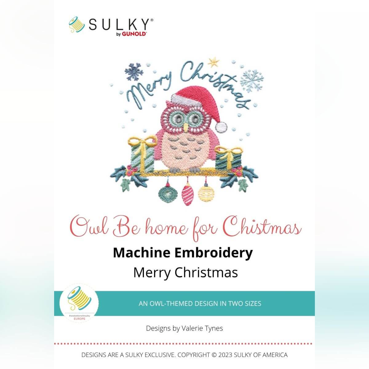 Stickdesign Owl Be Home for Christmas - Merry Christmas (Download)