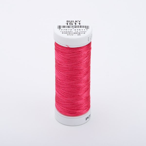 SULKY RAYON 40 coloured, 225m/250yds Snap Spools -  Colour 1511 Deep Rose
