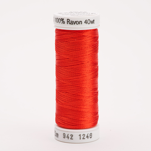 SULKY RAYON 40 coloured, 225m/250yds Snap Spools -  Colour 1246 Orange Flame