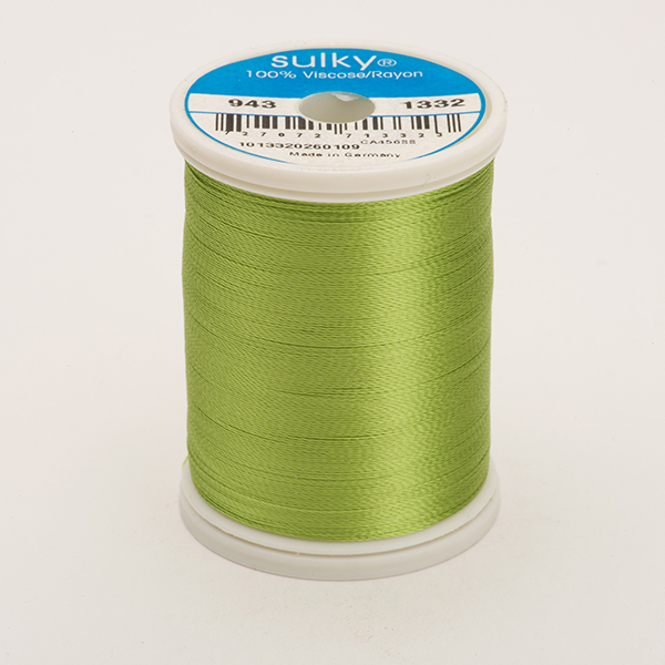 SULKY RAYON 40 coloured, 780m/850yds King Spools -  Colour 1332 Deep Chartreuse