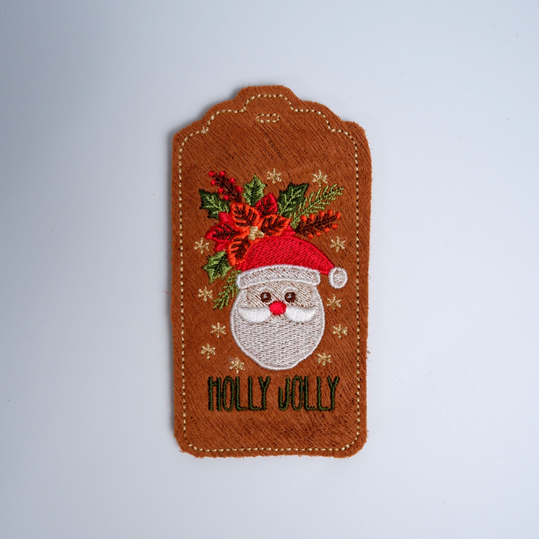 SULKY CHRISTMAS GIFT TAG - JOLLY SANTA
(Embroidered gift tag)