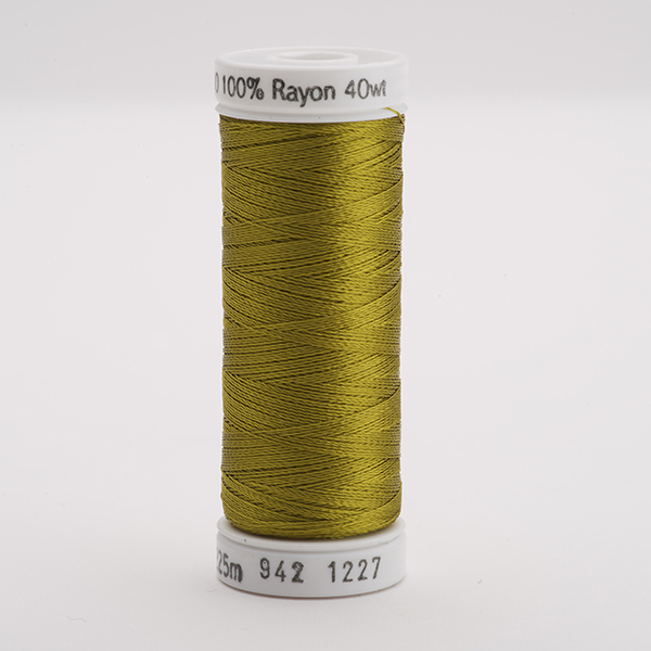 SULKY RAYON 40 coloured, 225m/250yds Snap Spools -  Colour 1227 Gold Green