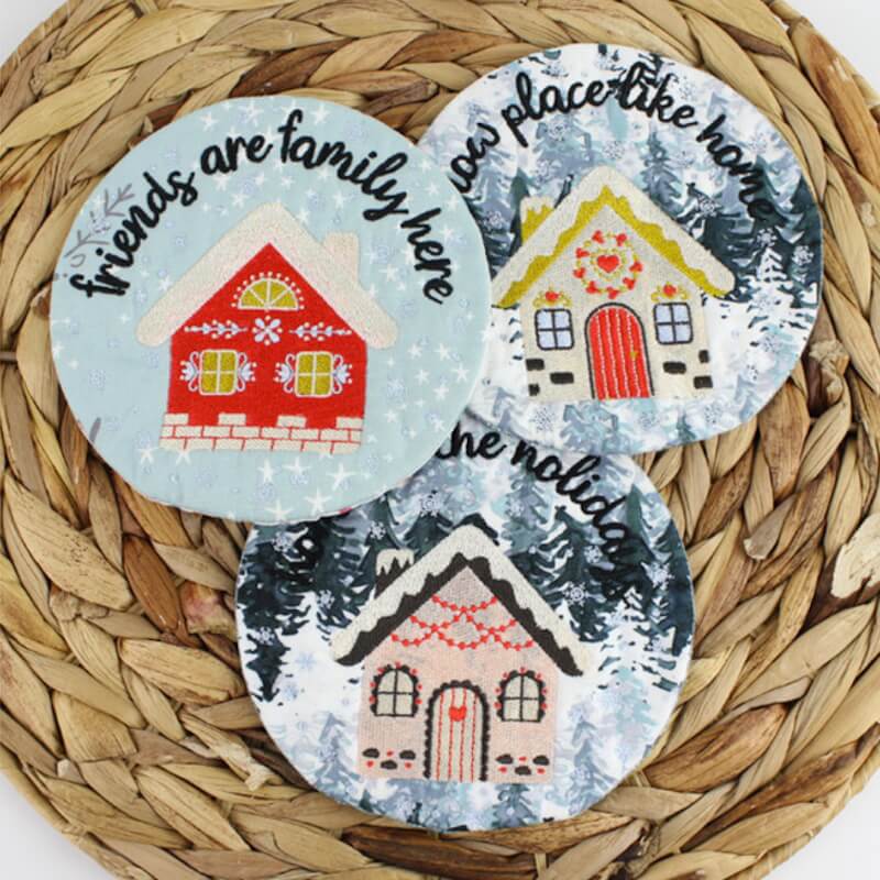 Stickdesign Christmas Coasters: let it snow (Download)