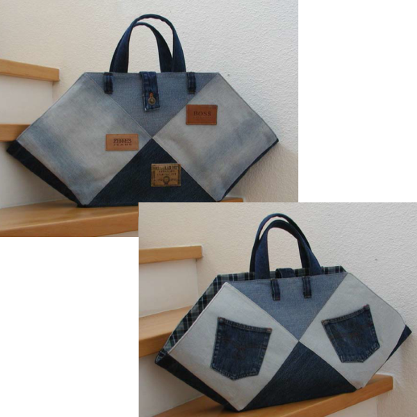 Tasche aus 6 Quadraten - Shopper aus Jeans